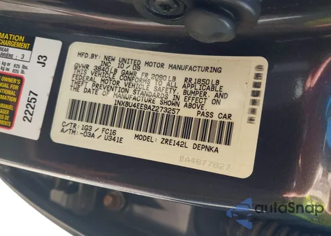 2010 Toyota Corolla Xle from USA, damaged, VIN 1NXBU4EE9AZ273257